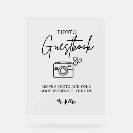 Modern Minimalistisch Trouwfoto Guestbook Bord (Voorkant)