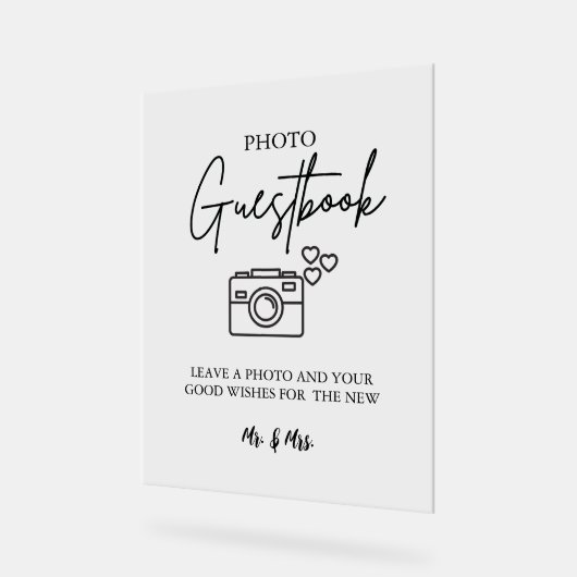 Modern Minimalistisch Trouwfoto Guestbook Bord (Hoek)