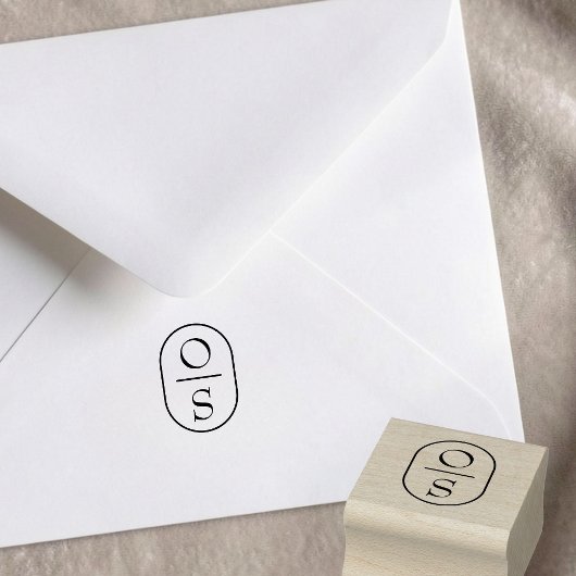 Modern Minimalistisch Trouwkoppel Monogram Rubberstempel