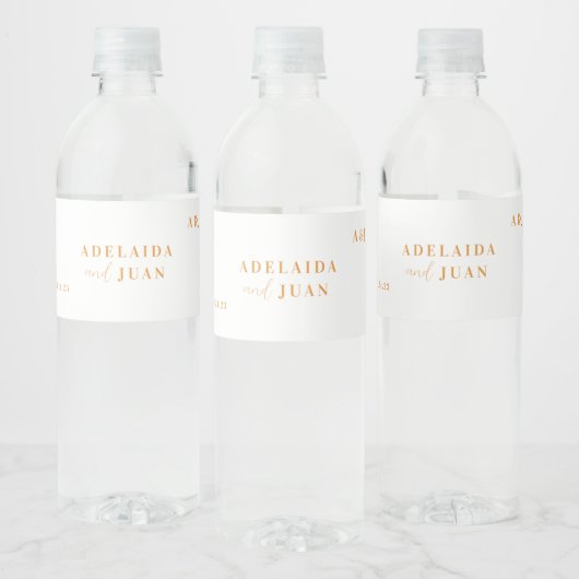 Modern Minimalistisch Trouwlogo Waterfles Etiket (Flessen)