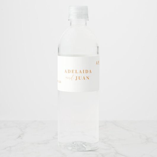 Modern Minimalistisch Trouwlogo Waterfles Etiket (Voorkant)