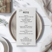 Modern minimalistisch trouwmenu, zwart-wit menu