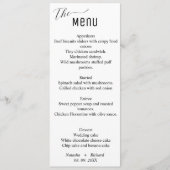 Modern minimalistisch trouwmenu, zwart-wit menu (Voorkant)