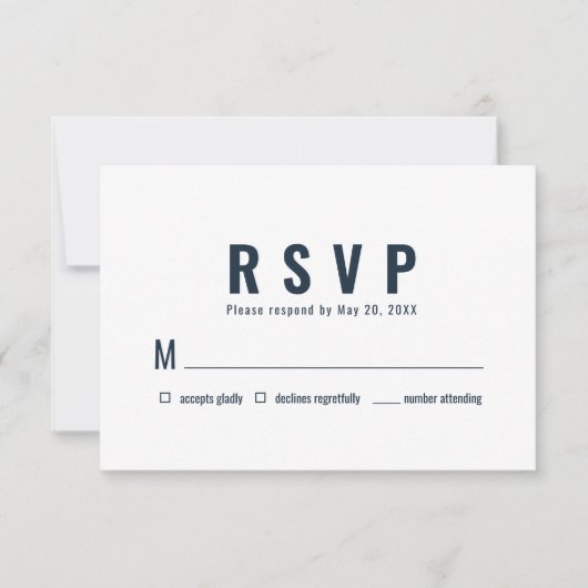Modern + minimalistisch Typografie Weddenschap RSV RSVP Kaartje (Voorkant)