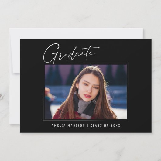 Modern minimalistisch uniek inktscript 3 Foto Afst Aankondiging (Voorkant)