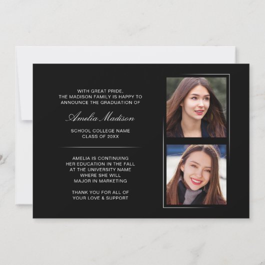 Modern minimalistisch uniek inktscript 3 Foto Afst Aankondiging (Achterkant)