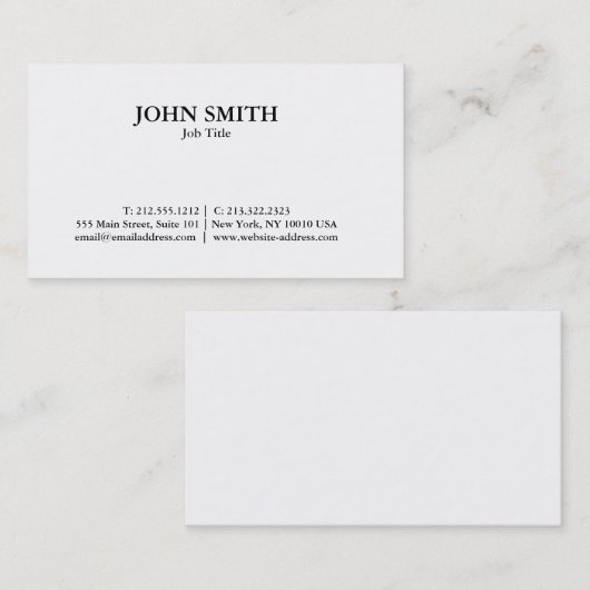 Modern minimalistisch vakgebied visitekaartje (Voorkant / Achterkant)