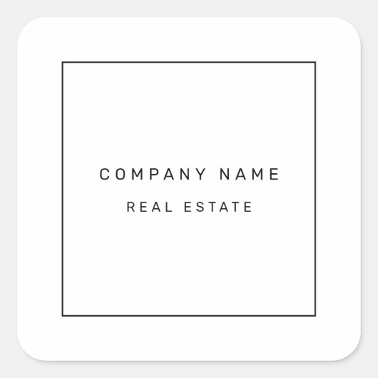 Modern Minimalistisch Vastgoed Zwart-Wit Vierkante Sticker (Voorkant)
