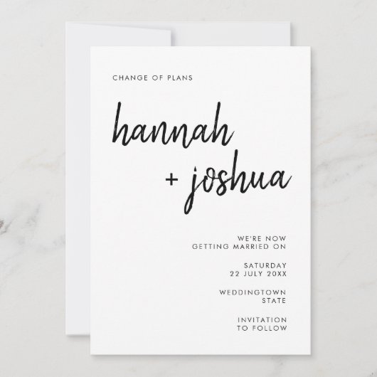 Modern minimalistisch | Verandering van weddenscha Aankondiging (Voorkant)