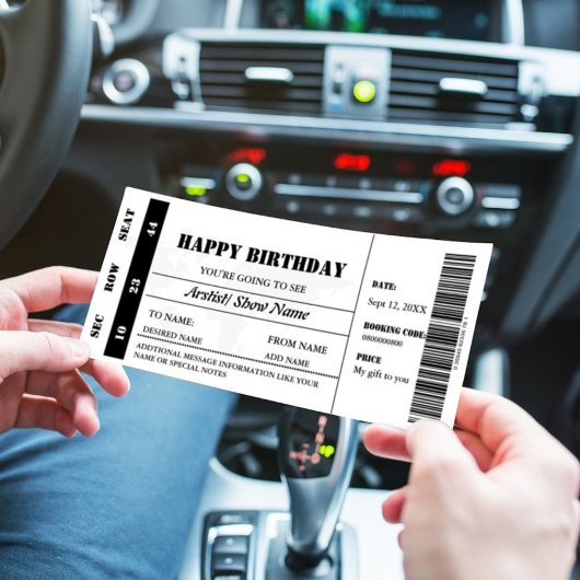 Modern minimalistisch verjaardagscadeau concerttic kaart