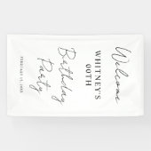 Modern minimalistisch verjaardagsfeestje spandoek (Horizontaal)