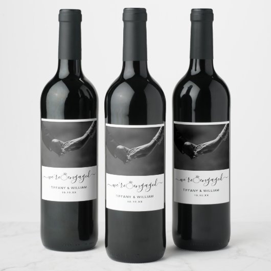 Modern Minimalistisch Verloven met foto  Wijn Etiket (Flessen)