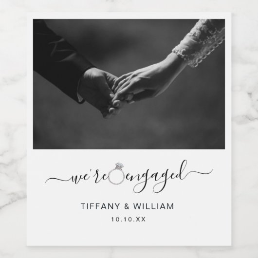 Modern Minimalistisch Verloven met foto  Wijn Etiket (Enkel label)