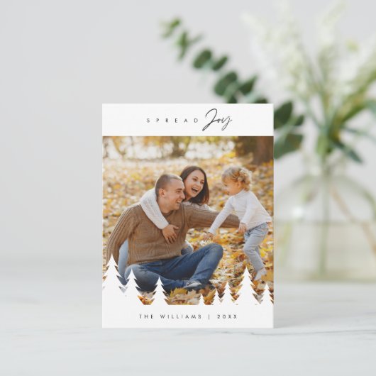 Modern minimalistisch, verspreid vreugde Familie F Briefkaart (Staand voorkant)