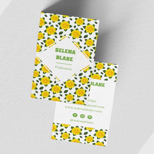 Modern minimalistisch verticaal bloemenpatroon visitekaartje