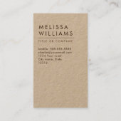 Modern, minimalistisch, verticaal Kraft-papier Visitekaartje (Achterkant)
