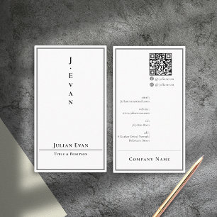 Modern minimalistisch verticaal wit Visitekaartje