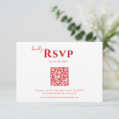 Modern Minimalistisch vet rood en roze bruiloft RSVP Kaartje (Staand voorkant)