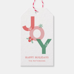 Modern minimalistisch vet script JOY Holiday Cadeaulabel