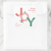 Modern minimalistisch vet script JOY Holiday Vierkante Sticker (Tas)