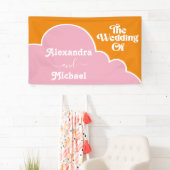 Modern minimalistisch vibrant Sinaasappel en roze  Spandoek (Insitu)