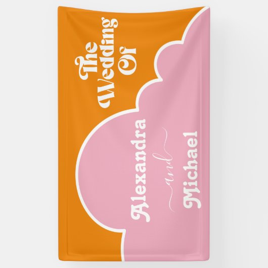 Modern minimalistisch vibrant Sinaasappel en roze  Spandoek (Verticaal)