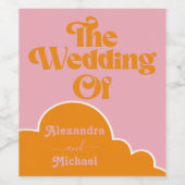 Modern minimalistisch vibrant Sinaasappel en roze  Wijn Etiket (Enkel label)