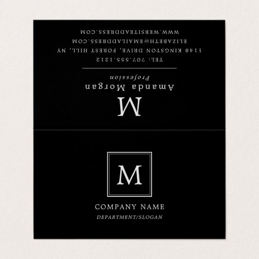 Modern minimalistisch vierkant monogram dubbele lo visitekaartje (Buitenkant ongevouwen)