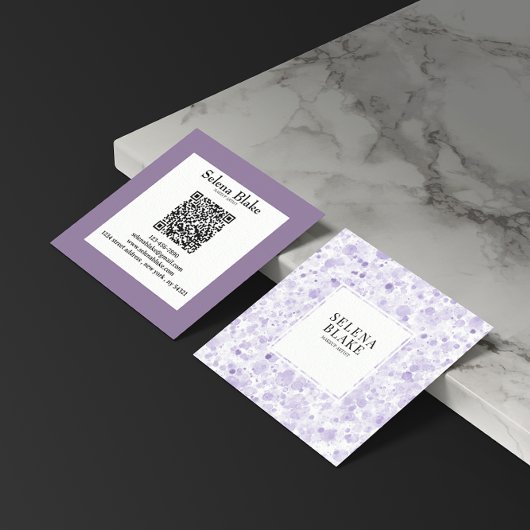 Modern minimalistisch vierkant ontwerp met QR-code Vierkante Visitekaartje