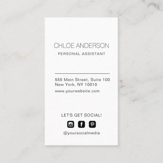 Modern minimalistisch Visitekaartje (Achterkant)