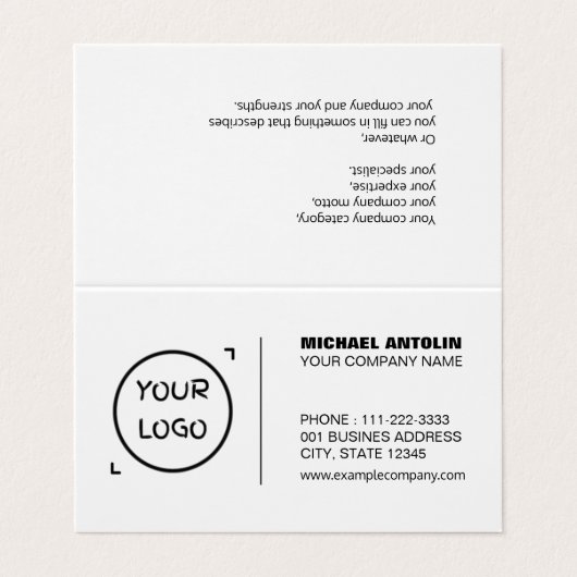 Modern minimalistisch Visitekaartje met aangepaste (Buitenkant ongevouwen)