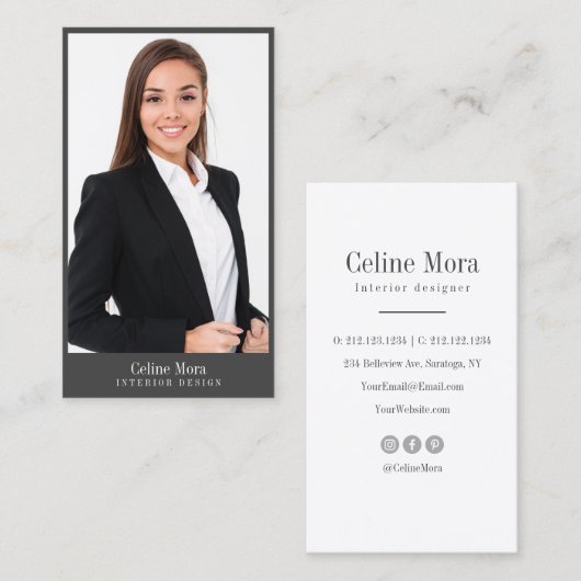 Modern minimalistisch Visitekaartje voor fototypog (Voorkant / Achterkant)