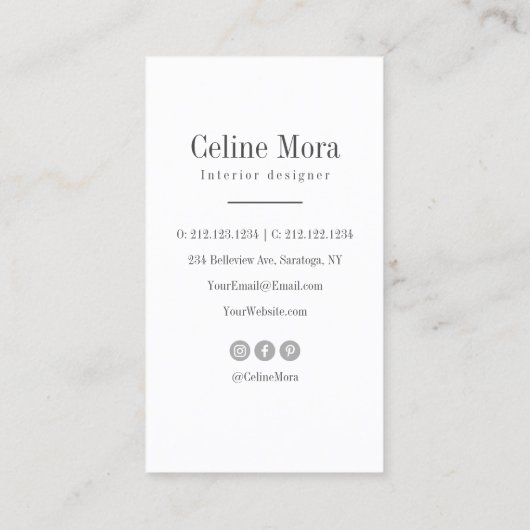 Modern minimalistisch Visitekaartje voor fototypog (Achterkant)