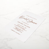 Modern minimalistisch vrijgezellenfeest folie uitnodiging (Gedraaid)