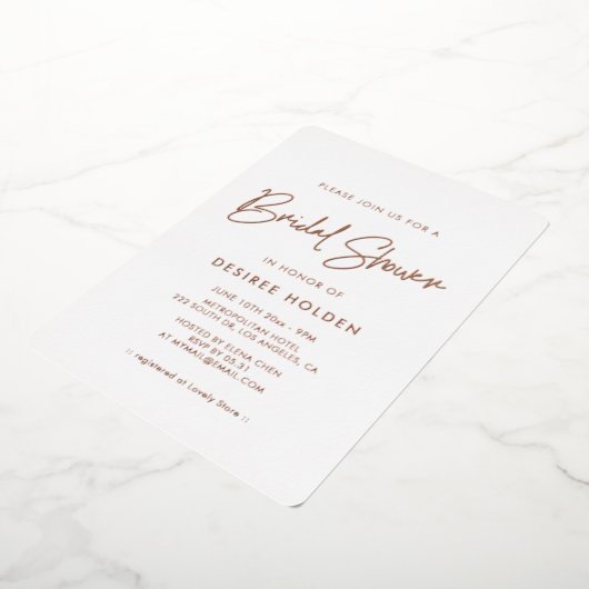 Modern minimalistisch vrijgezellenfeest folie uitnodiging (Gedraaid)