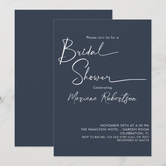 Modern minimalistisch Vrijgezellenfeest met blauw  Kaart (Voorkant / Achterkant)