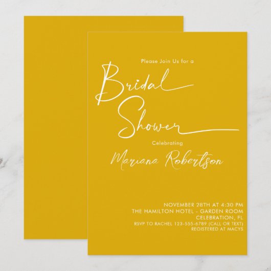 Modern minimalistisch Vrijgezellenfeest met gele S Kaart (Voorkant / Achterkant)