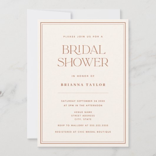 Modern minimalistisch Vrijgezellenfeest Terracotta Kaart (Voorkant)