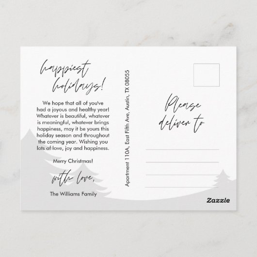 Modern minimalistisch, vrolijk kerstfeest, familie briefkaart (Achterkant)