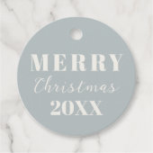 Modern minimalistisch vrolijk kerstgrijs blauw cad bedankjes labels (Voorkant)