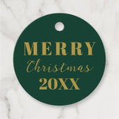 Modern minimalistisch vrolijk kerstgroen gouden ca bedankjes labels (Voorkant)