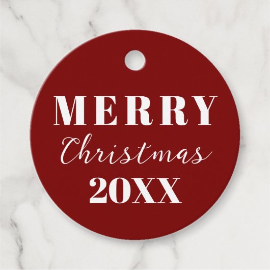 Modern minimalistisch vrolijk kerstrood cadeau Lab Bedankjes Labels (Voorkant)