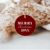 Modern minimalistisch vrolijk kerstrood cadeau Lab Bedankjes Labels