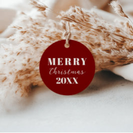 Modern minimalistisch vrolijk kerstrood cadeau Lab Bedankjes Labels