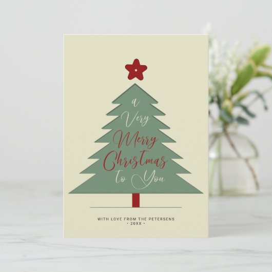 Modern minimalistisch vrolijk kerstscript eenvoudi feestdagenkaart (Staand voorkant)