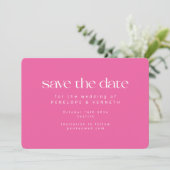 Modern minimalistisch warm roze kleurig simpel huw save the date (Staand voorkant)