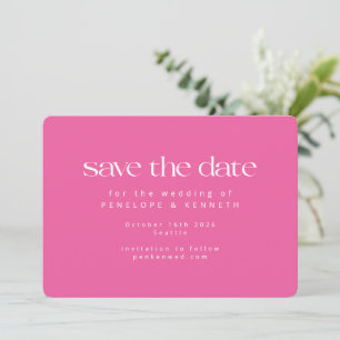 Modern minimalistisch warm roze kleurig simpel huw save the date