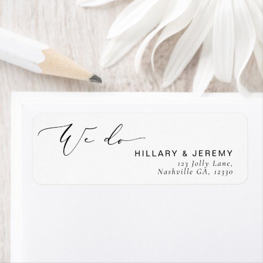 Modern minimalistisch we doen bruiloft retour adre etiket (Insitu)