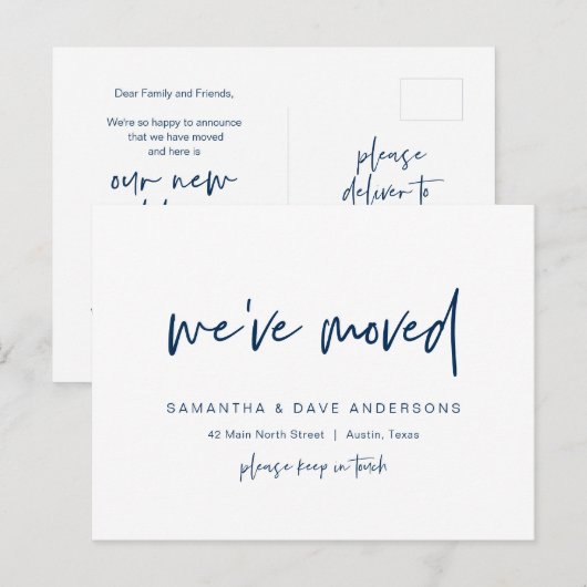 Modern minimalistisch, we zijn verhuisd, koninklij briefkaart (Voorkant / Achterkant)