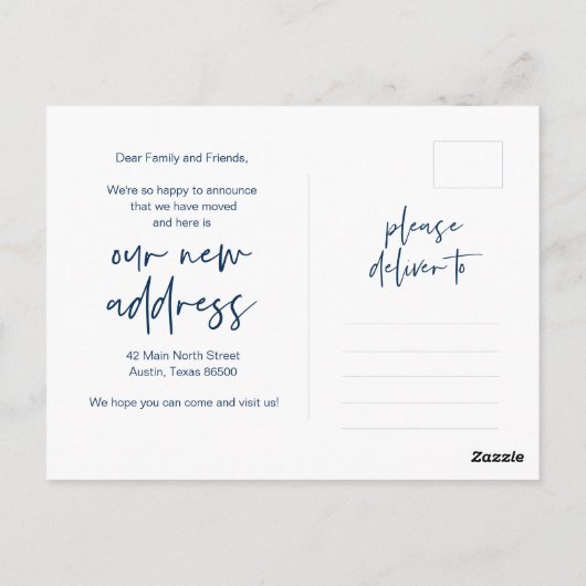 Modern minimalistisch, we zijn verhuisd, koninklij briefkaart (Achterkant)